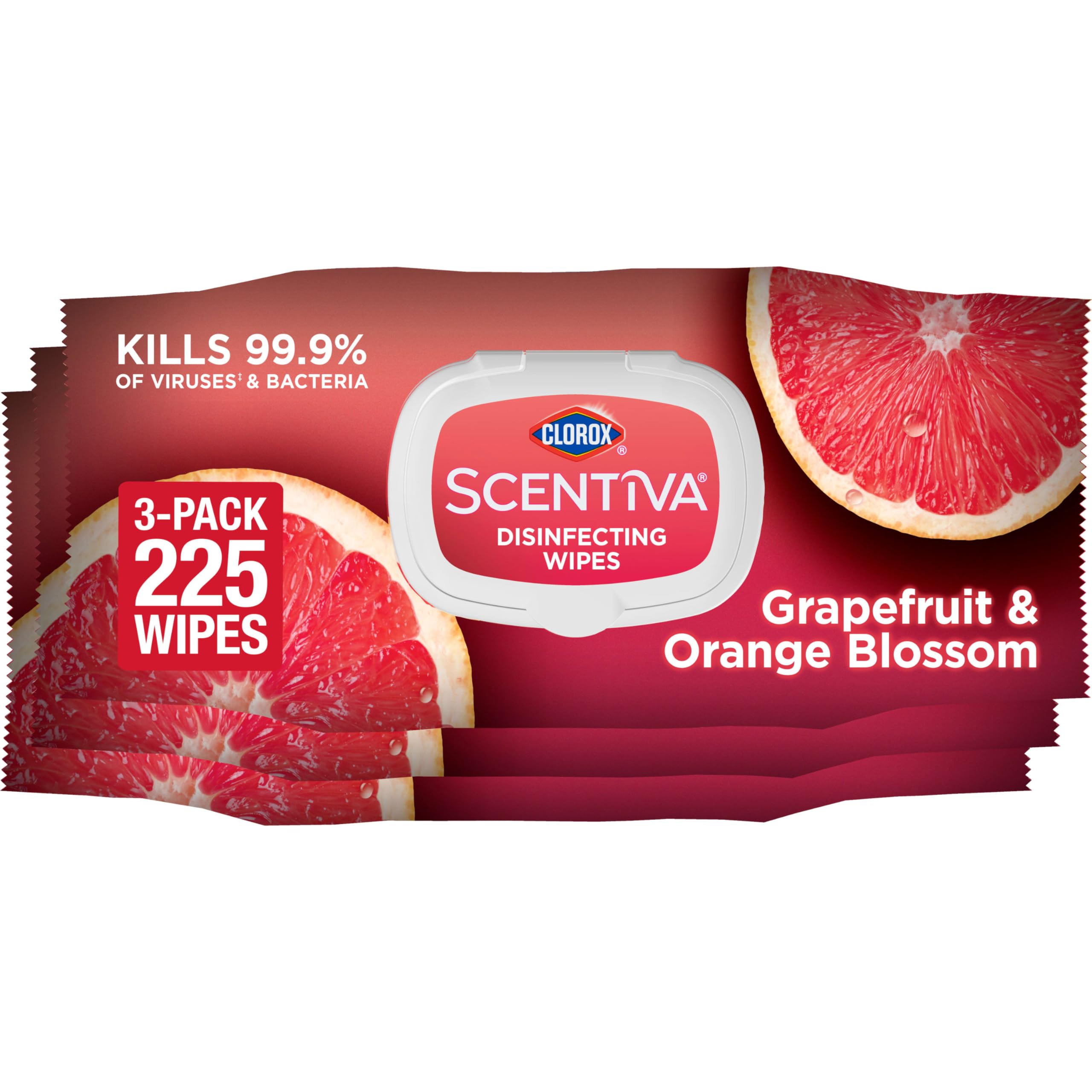 Clorox Scentiva grapefruit-orange packaging shows fresh scent while cleaning.