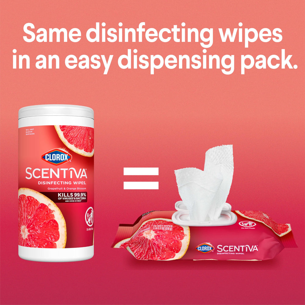 Clorox Scentiva wipes texture close-up for sturdy cleaning.