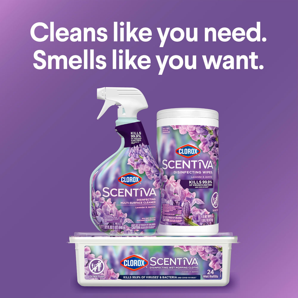 Remote control cleaned with Clorox Scentiva Lavender and Jasmine wipe.