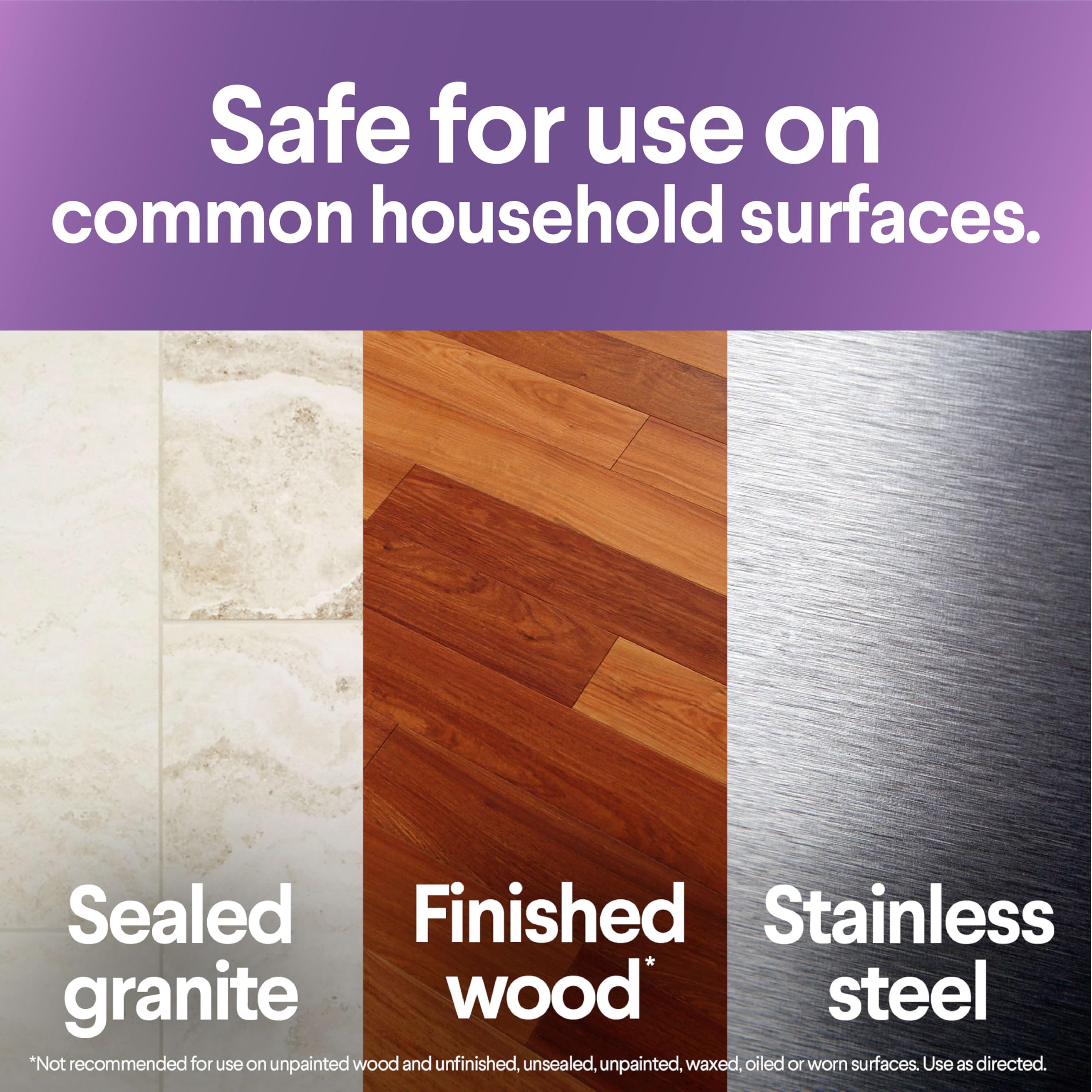 Multi-surface action with Clorox Scentiva Lavender and Jasmine on a stove top.