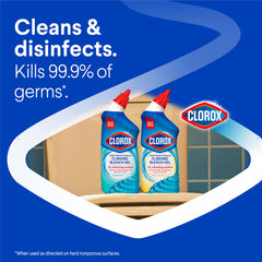 Clorox Ocean Mist gel clings to bowl for thorough stain removal.