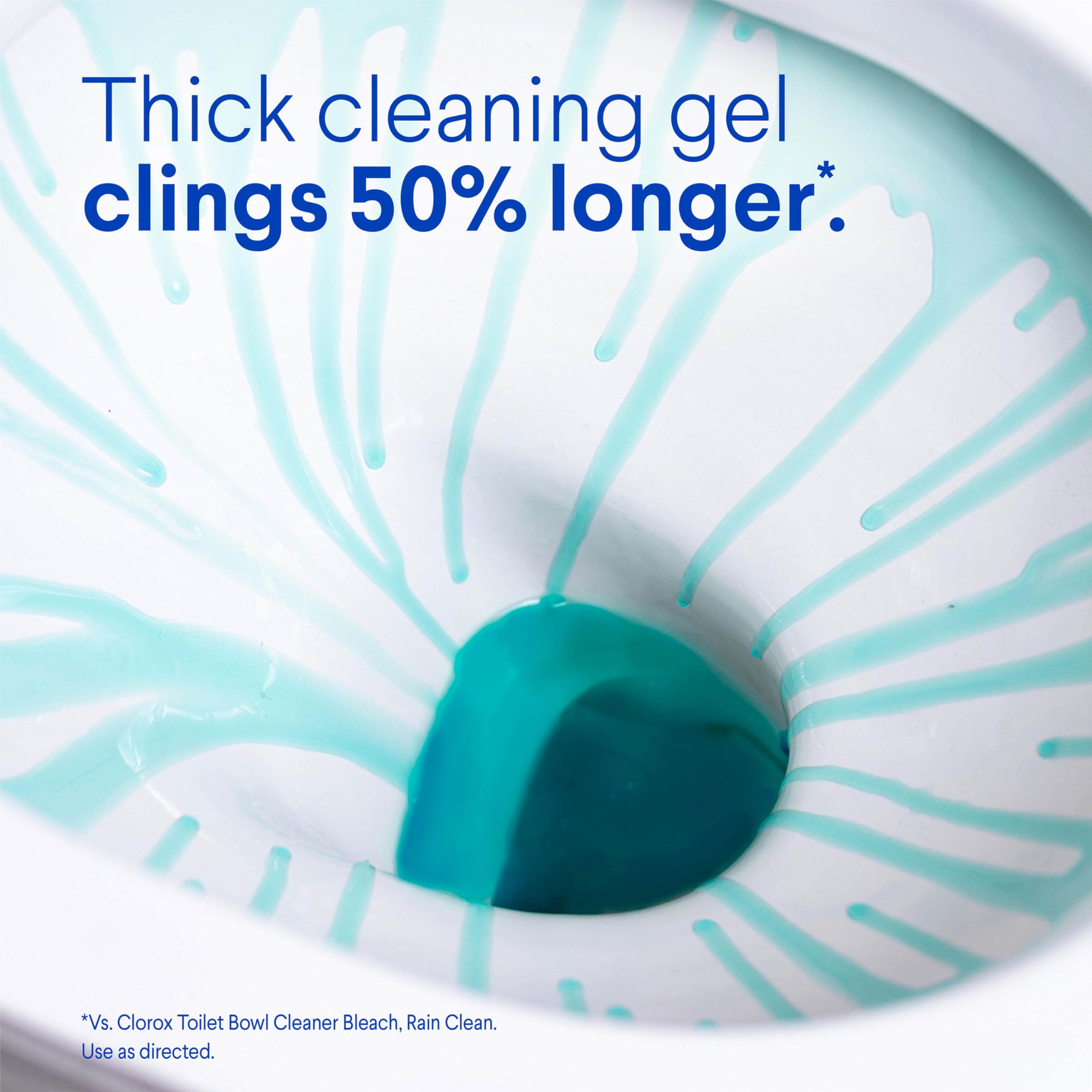 Clorox Toilet Bowl Cleaner Clinging Bleach Gel Ocean Mist gel cling action on surfaces.