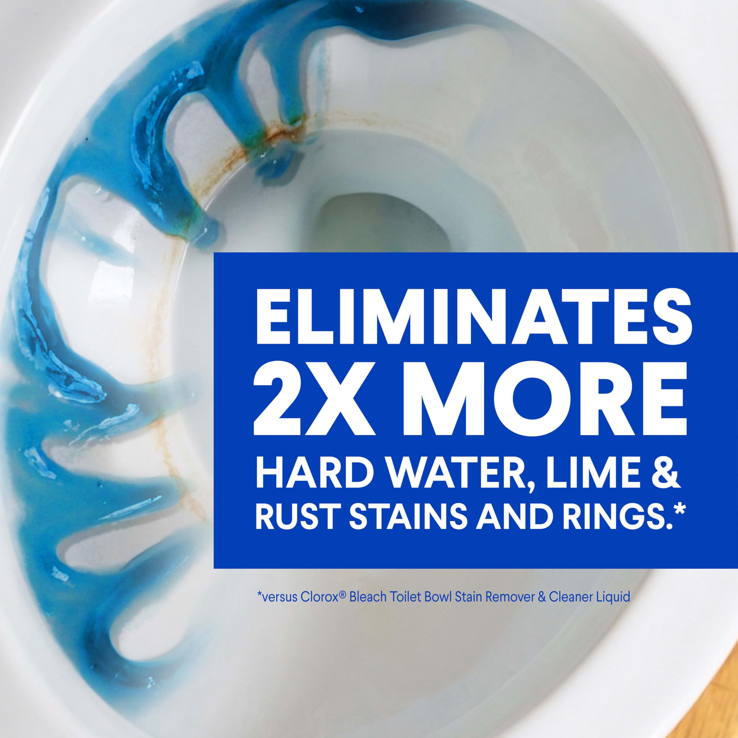 Close-up of stains being lifted by Clorox cleaner.