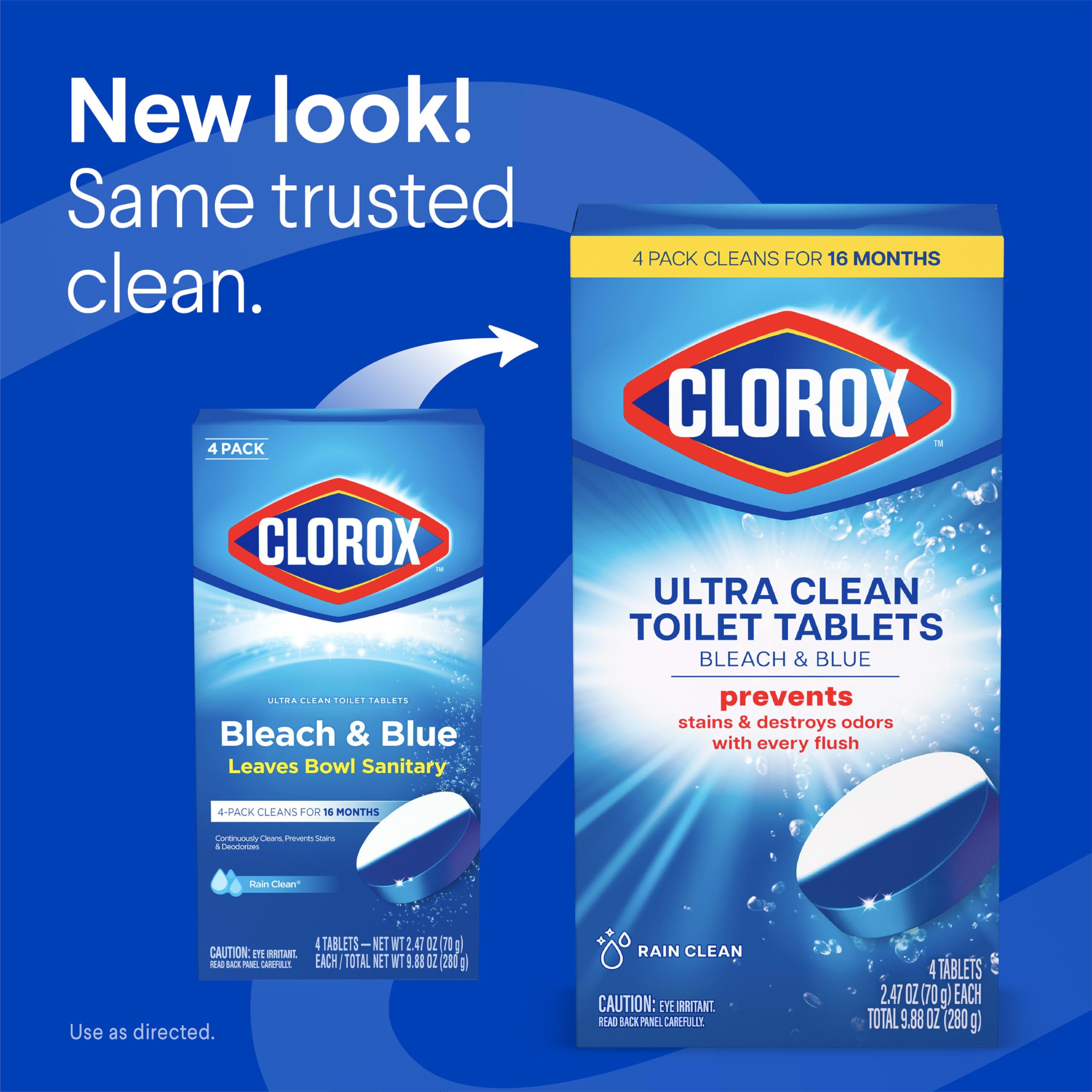 Clorox Ultra Clean blue color indicator shows the tablets are actively cleaning.