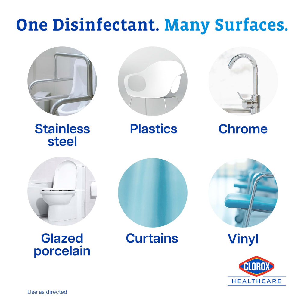Clorox Healthcare soft surface sanitizing in 30 seconds.