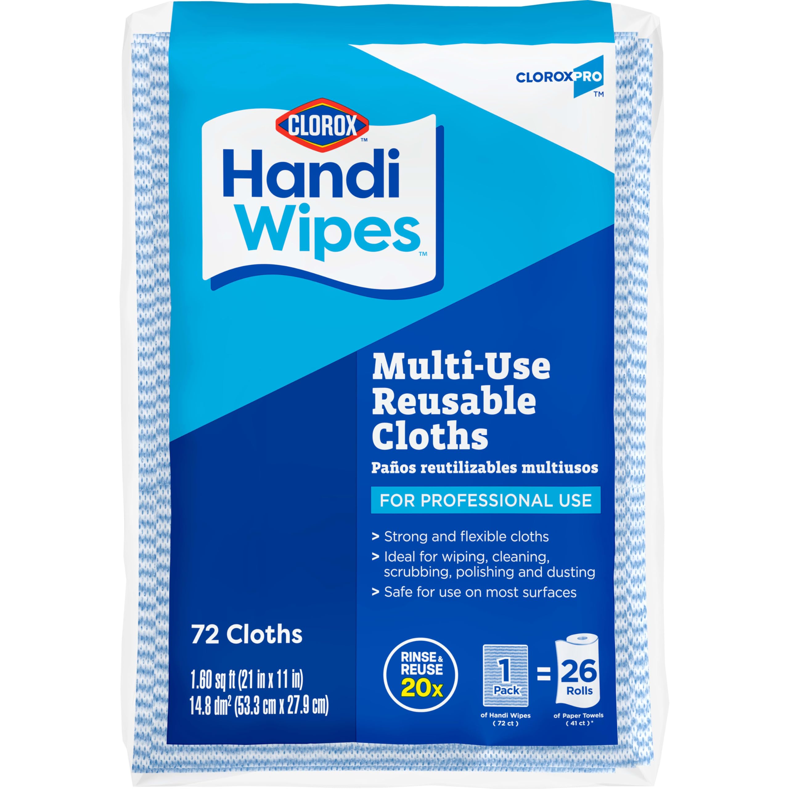 CloroxPro Handi Wipes 72-count pack for versatile facility cleaning.