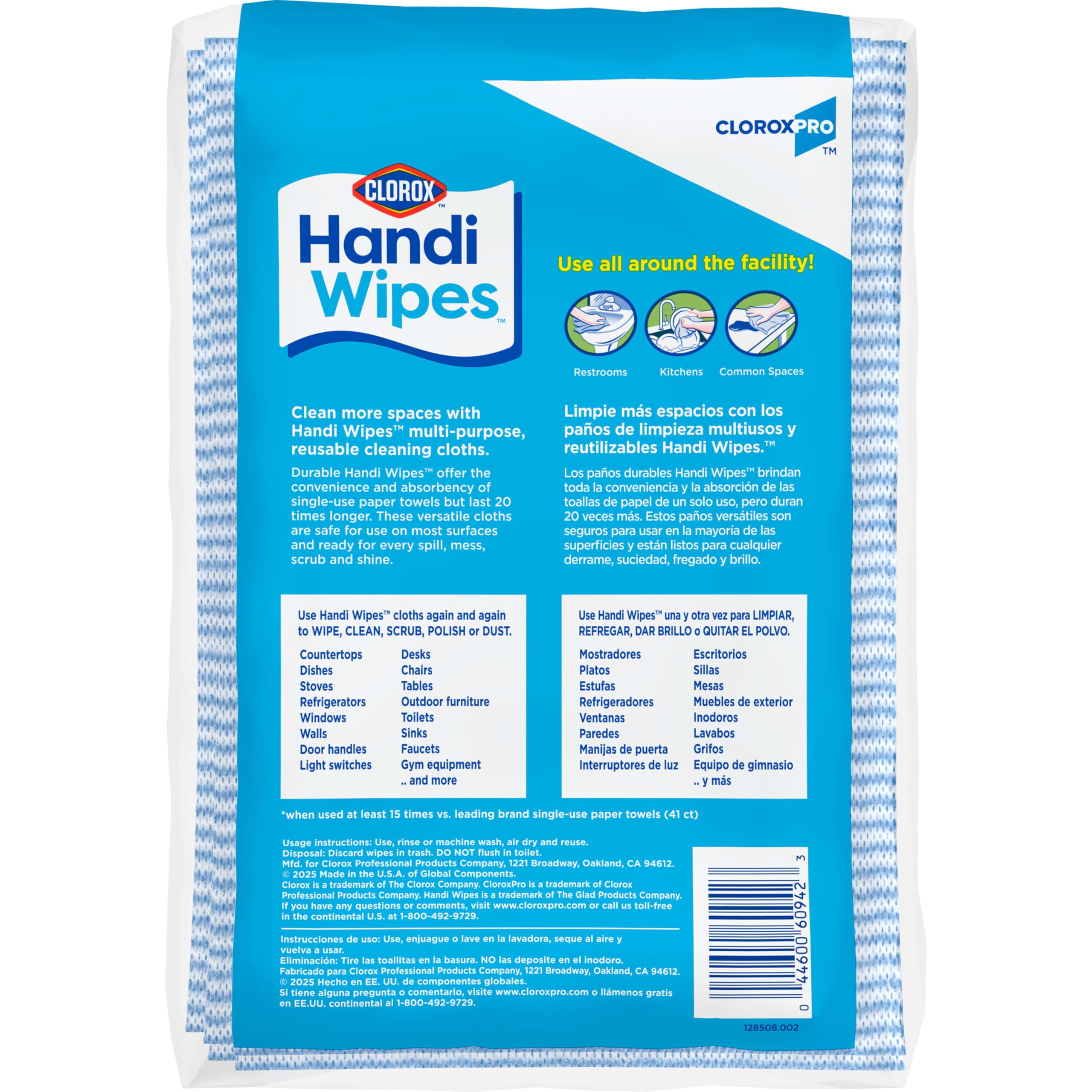 CloroxPro Handi Wipes packaging emphasizes convenience.