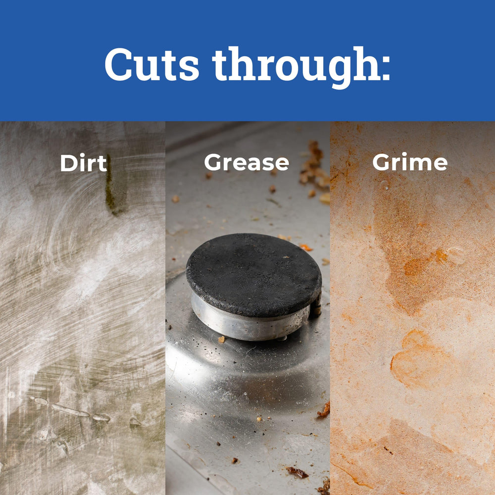 Close-up of smooth surface after cleaning shows no sticky residue.