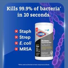 CloroxPro Screen+ Wipes bleach-free and non-abrasive for electronics.