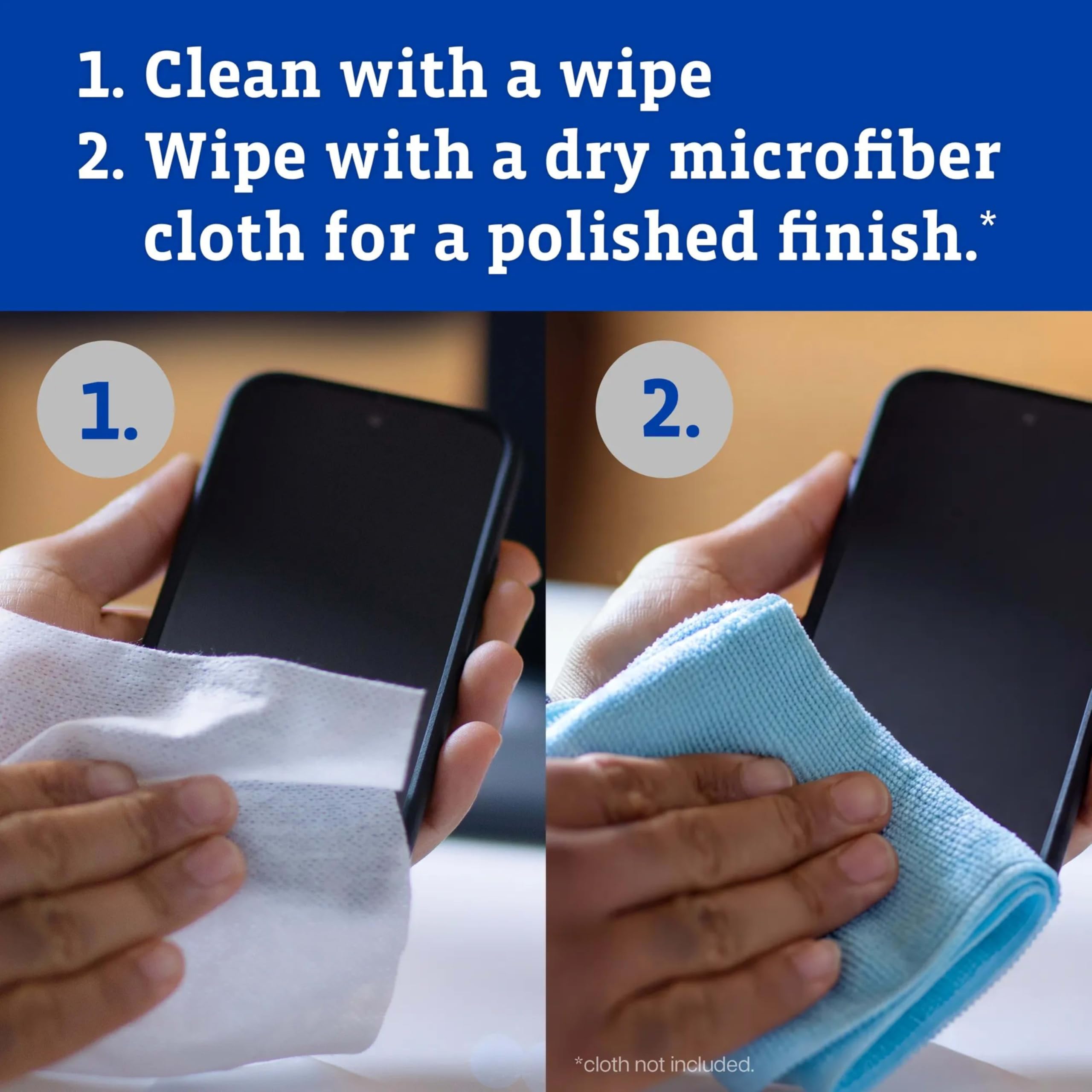 CloroxPro Screen+ Wipes citrus-scent leaves a fresh finish.