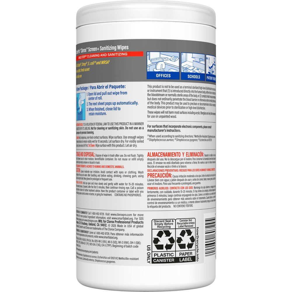 CloroxPro Screen+ Wipes quick-dry finish on devices.
