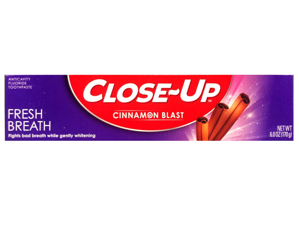Close-Up cinnamon flavor toothpaste shown in action for confident daily brushing.