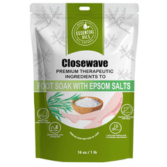 Closewave Epsom Salt Tea Tree Foot Soak in a bath scene softens skin after a workout.