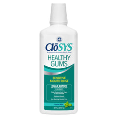 CloSYS Healthy Gums Mouthwash 32oz bottle promotes gum health and fresh breath
