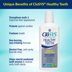 CloSYS Silver mouthwash box with closed lid suggests nightly care.