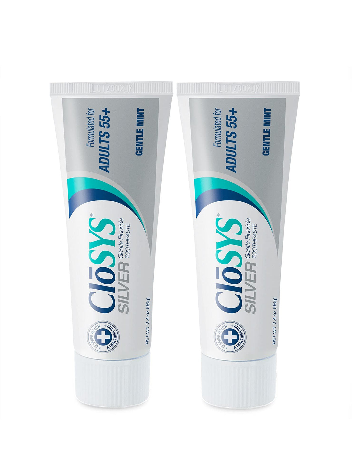 CloSYS Silver toothpaste 55+ pack of 2 offers enamel protection for mature smiles.