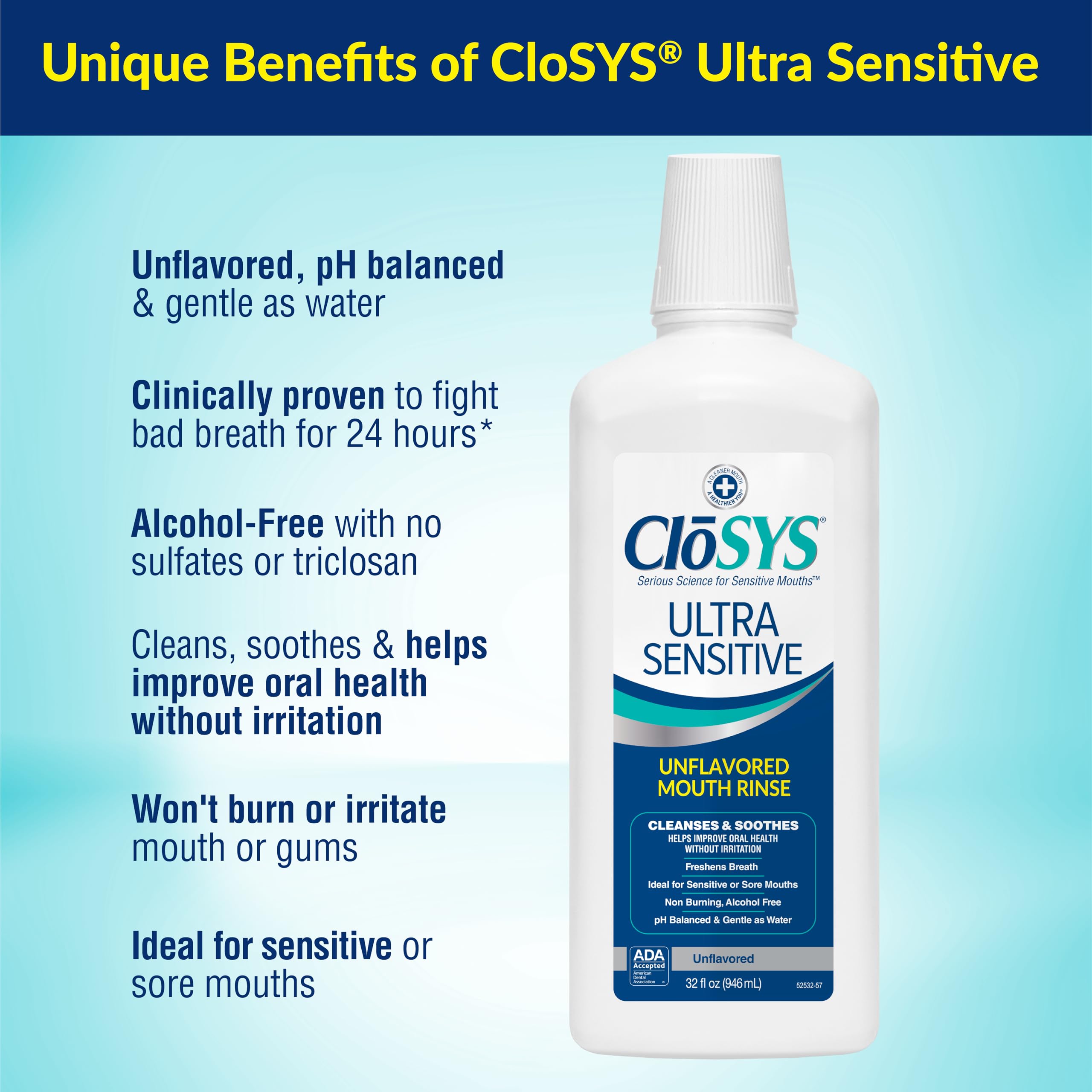 CloSYS Ultra Sensitive with ADA Seal of Acceptance for trusted care.