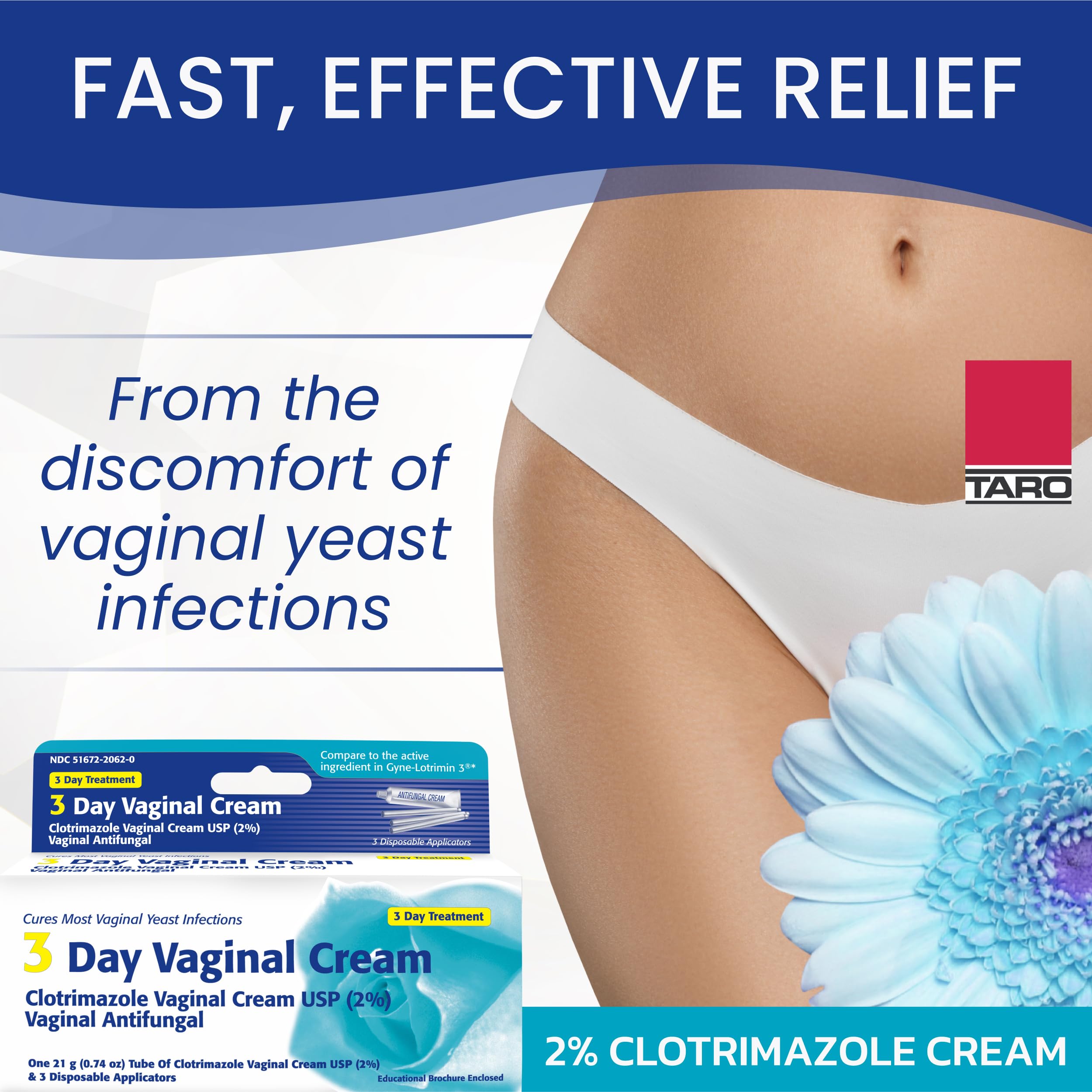 Clotrimazole 3-Day Cream with disposable applicators for single-use hygiene