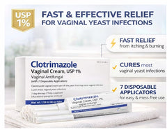 Clotrimazole cream external application showing soothing relief on vulvar area.