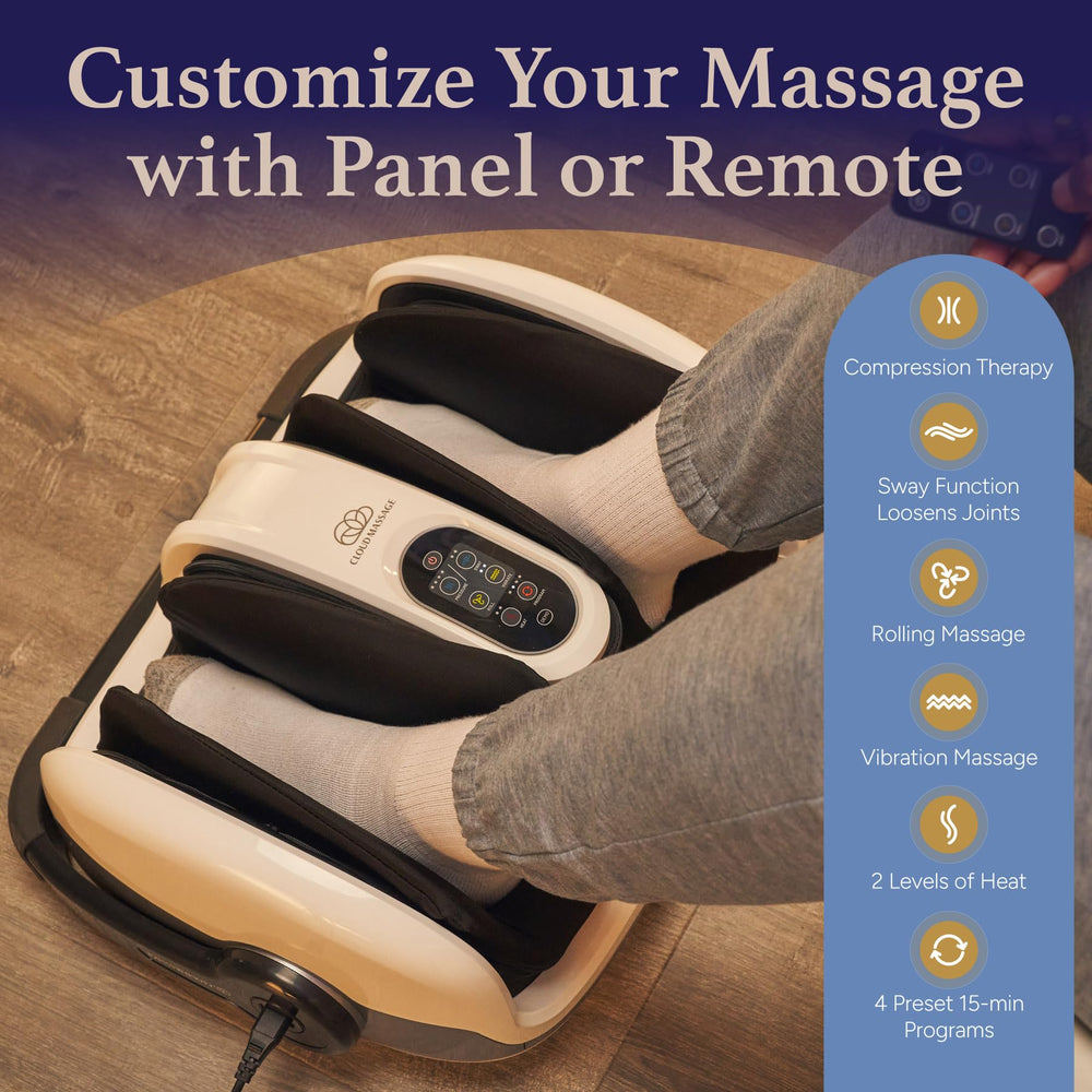Cloud Massage compact design fits neatly beside a chair for quick relief.