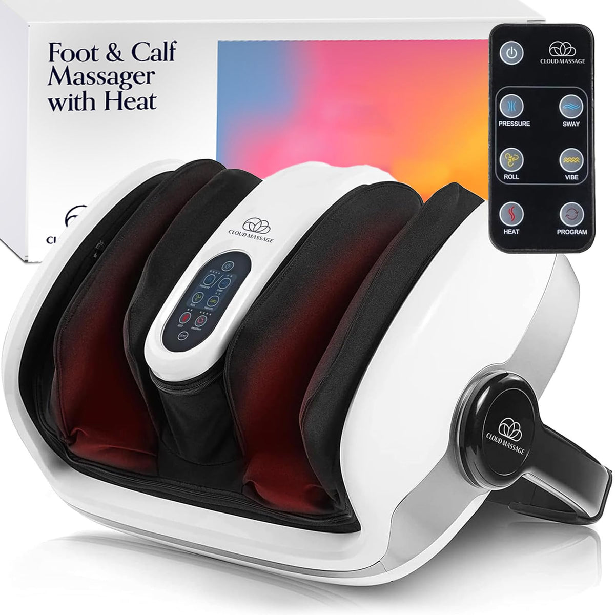 Cloud Massage foot massager with heat close-up offering warm relaxation after a long day.