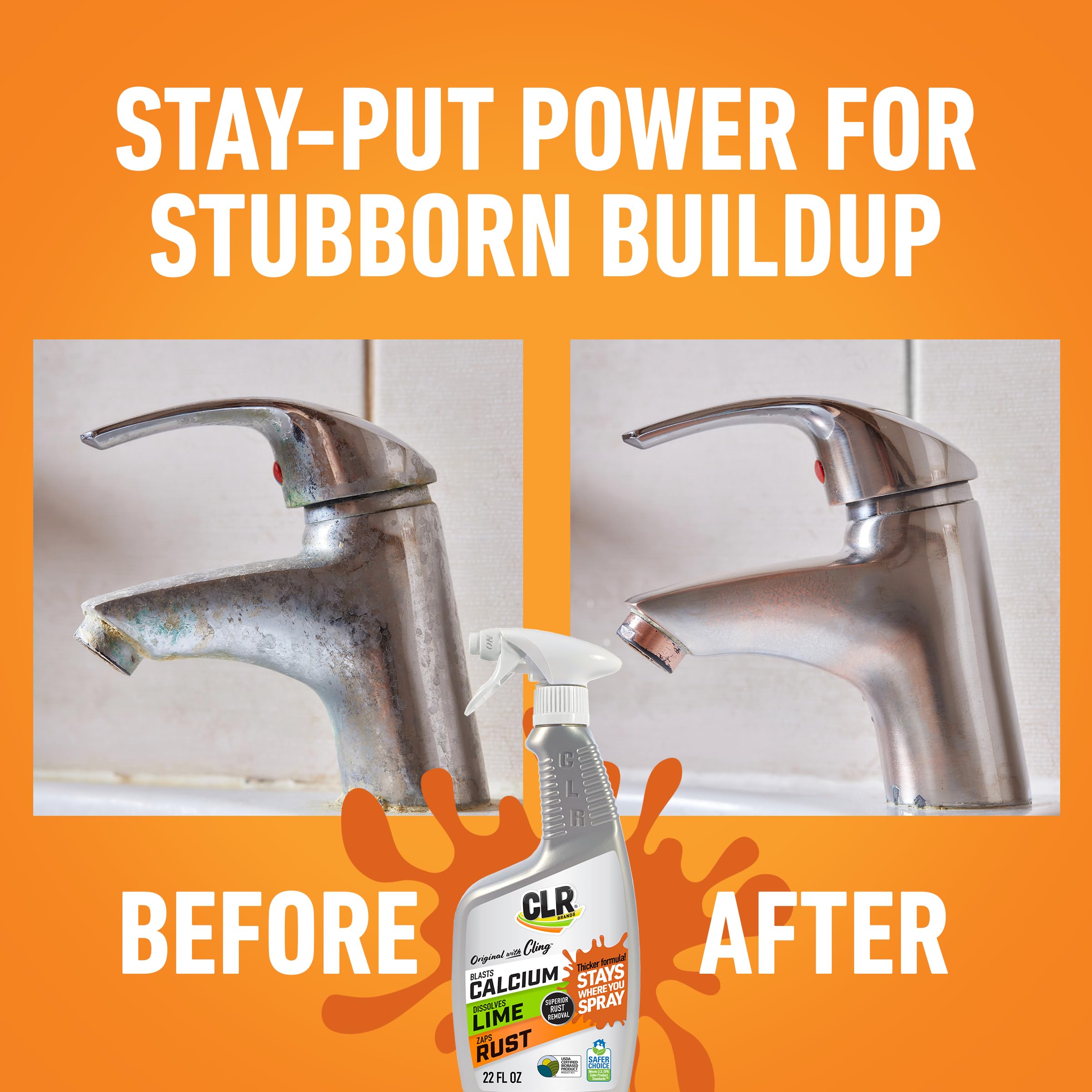 CLR Brands rust stain removal on sinks and tubs with fast action