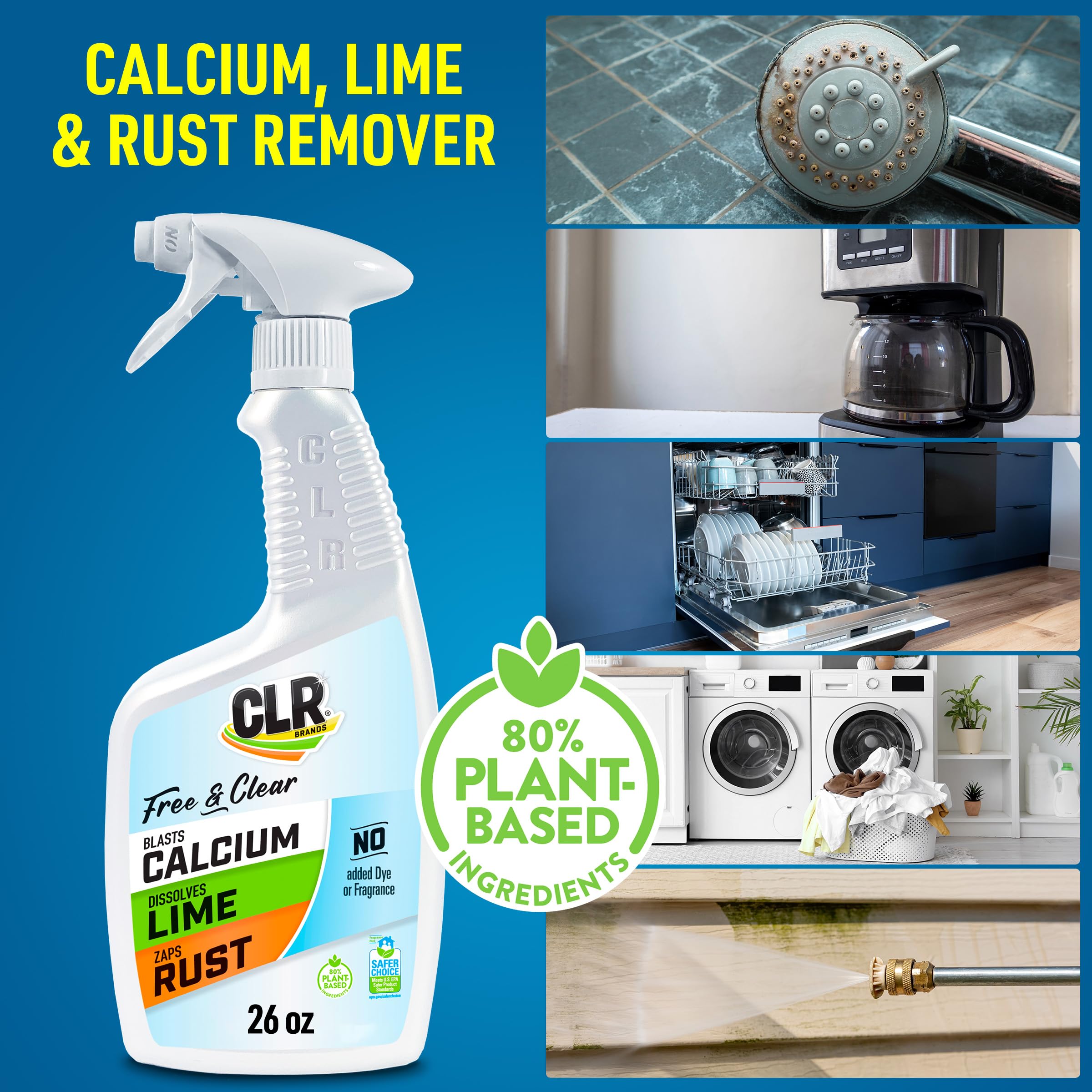 CLR Free & Clear tackles bathroom limescale and rust stains