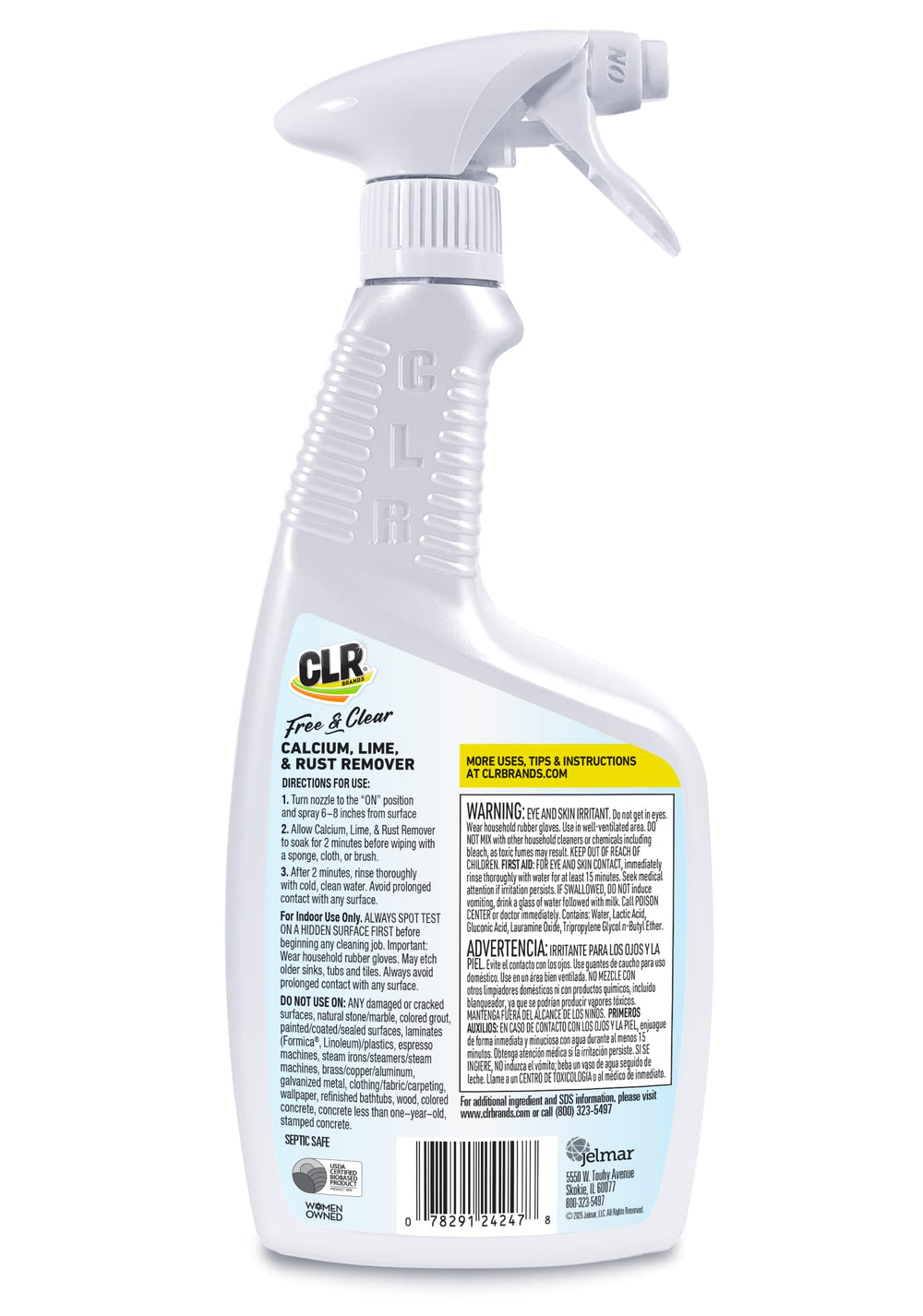 Versatile CLR Free & Clear cleaner for multiple surfaces