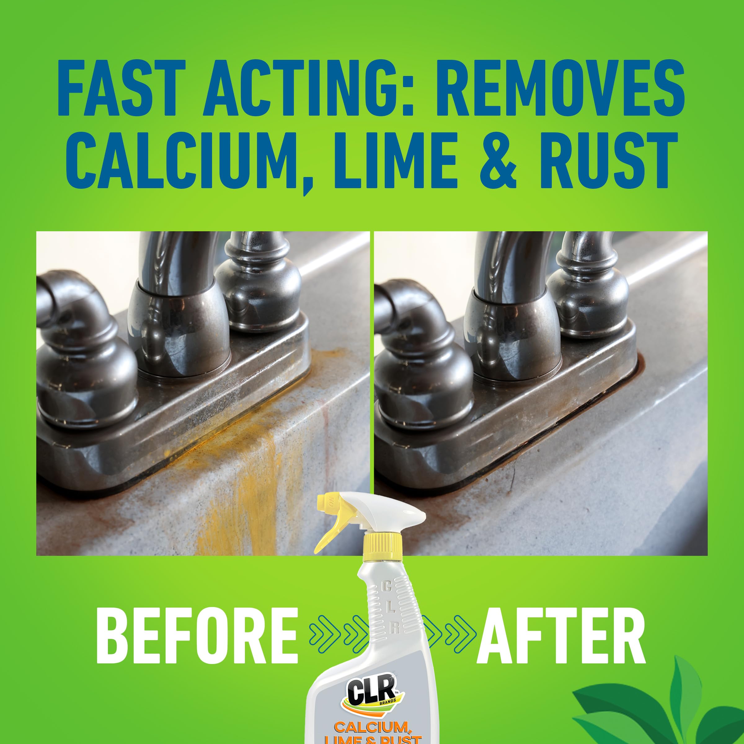 CLR remover brightens stainless steel fixtures and chrome surfaces.