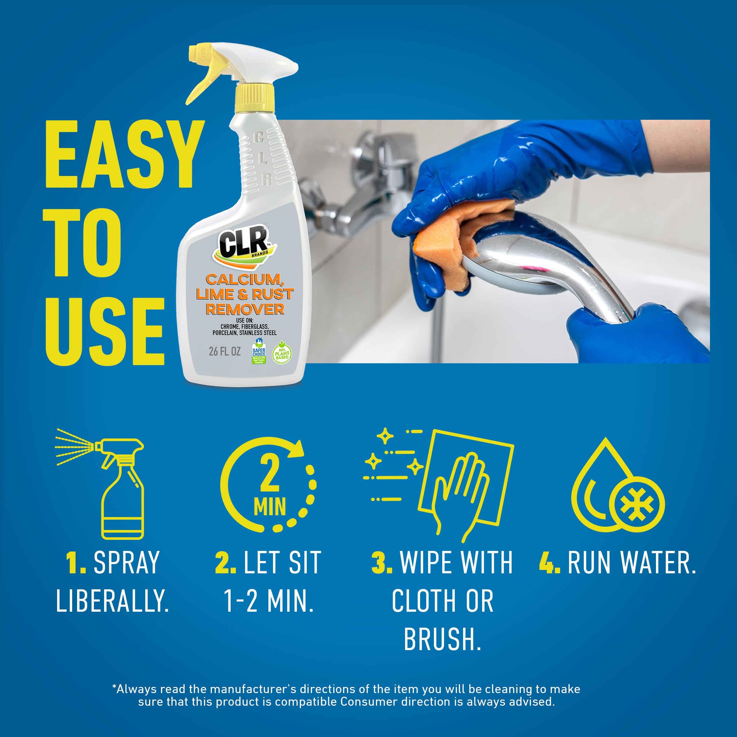 CLR remover helps with siding cleanup and exterior mineral buildup.
