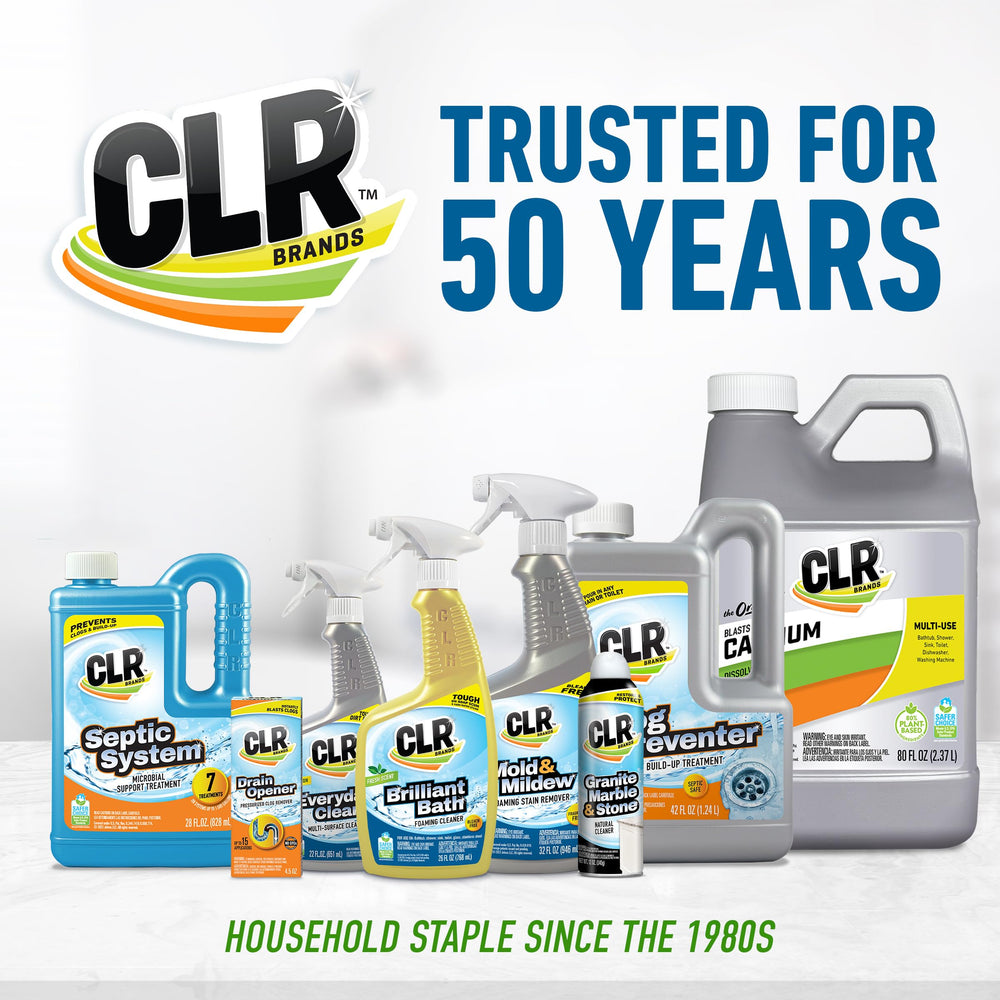 CLR bottle shows EPA Safer Choice logo emphasizing safe, everyday cleaning.