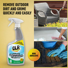 CLR Outdoor Furniture Cleaner on patio furniture revitalizing surfaces