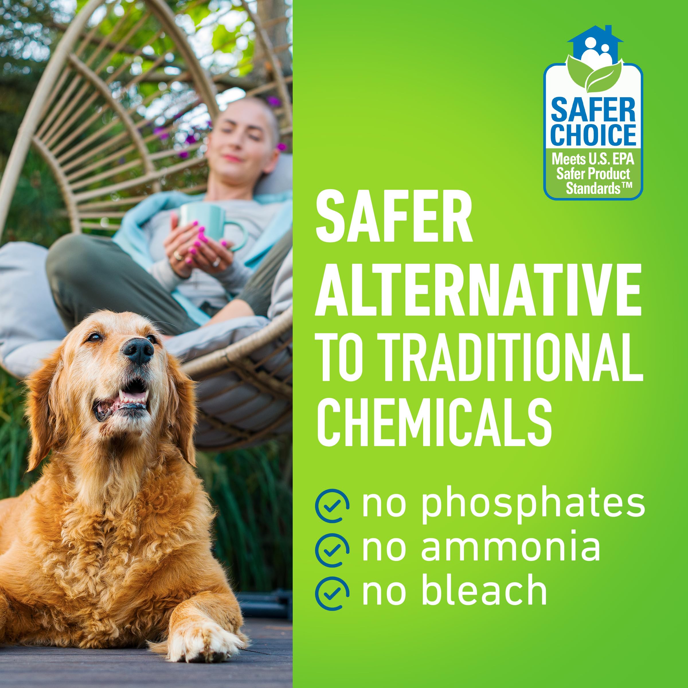 CLR cleaner removes grime from resin outdoor furniture