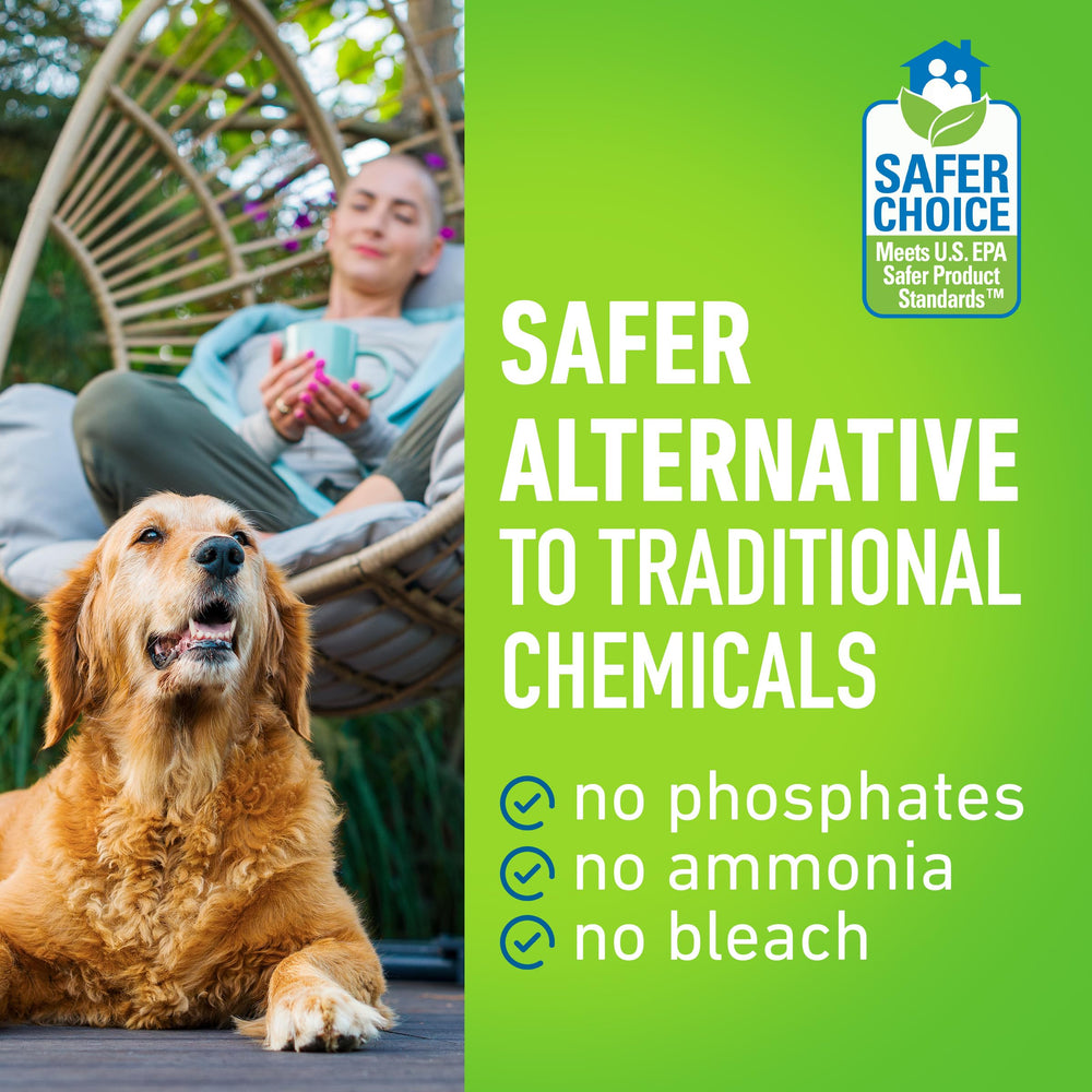 CLR cleaner removes grime from resin outdoor furniture