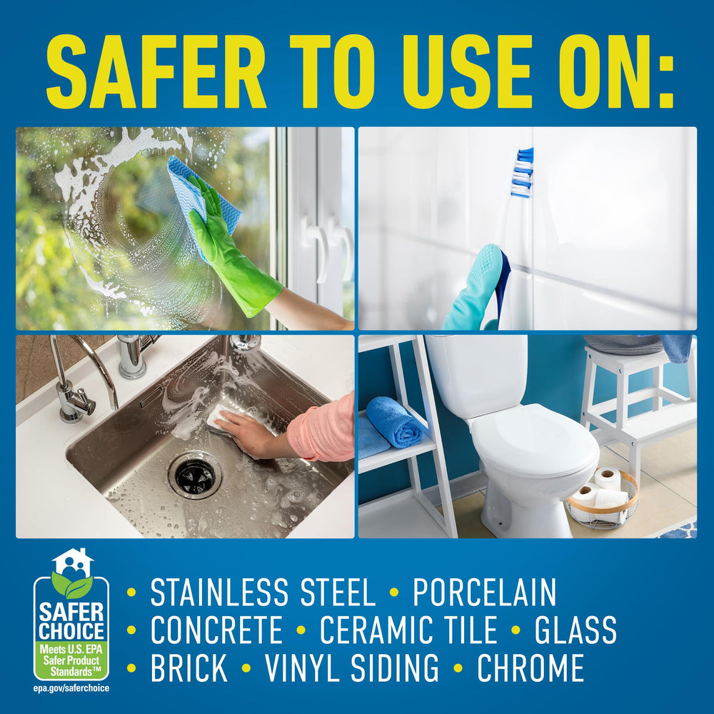 CLR shower head and faucet cleaning action reveals renewed shine.