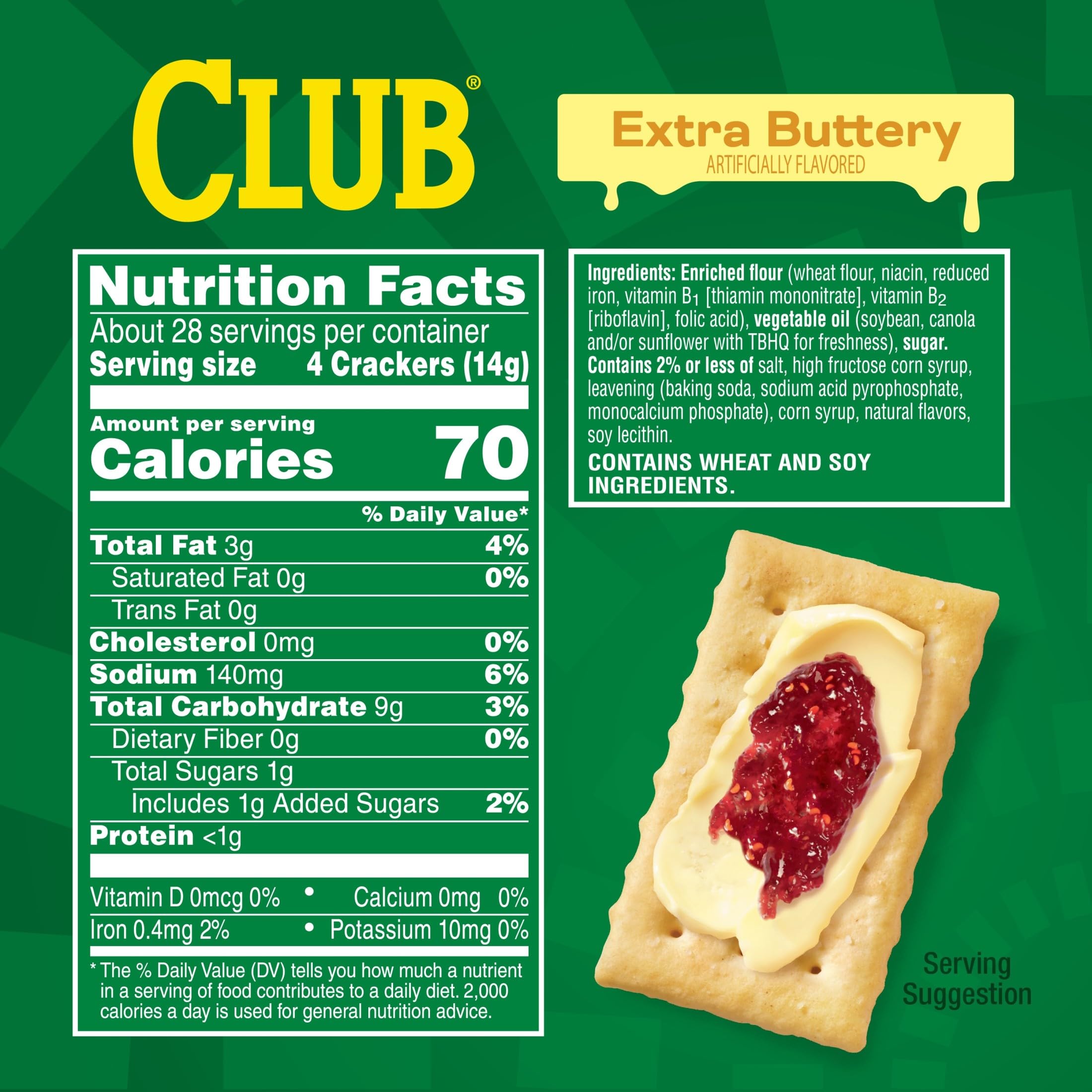 Close-up of Club Crackers Extra Buttery showing crisp, flaky texture and rich butter.