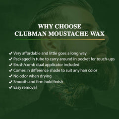 Clubman Moustache Wax Hang Pack brush detail highlighting firm application control.