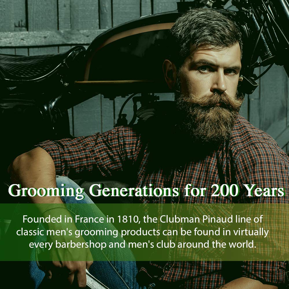 Clubman Moustache Wax Hang Pack in hand demonstrating easy rework throughout day.
