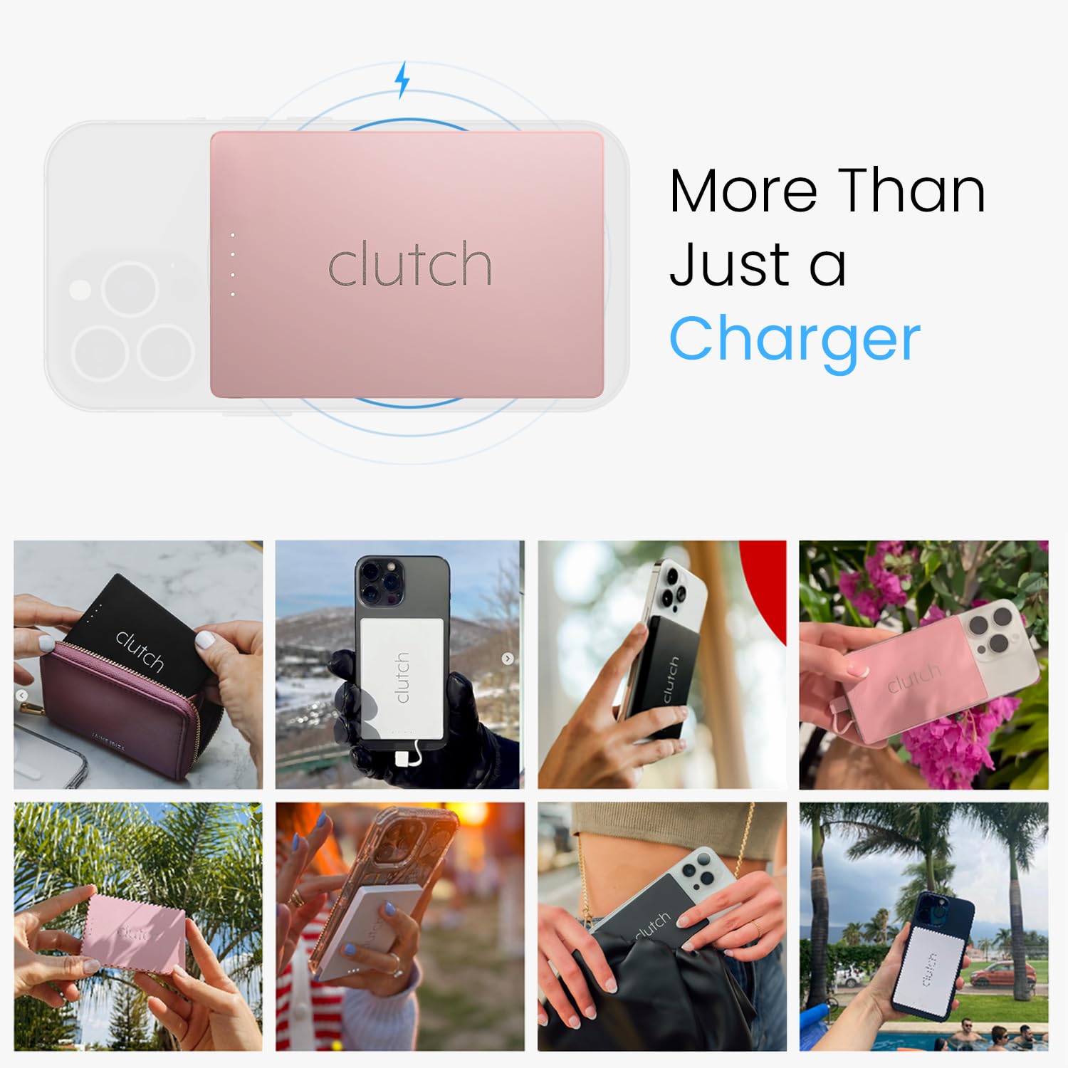 Clutch Pro pink design complements daily gadgets in style.