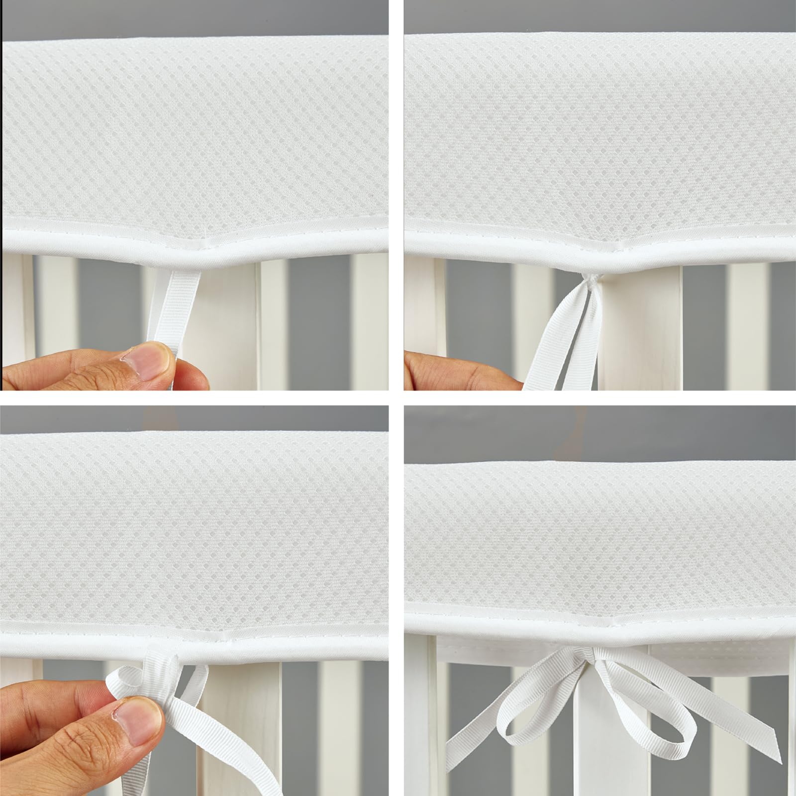 CLYCSRC 4pc mesh crib top-rail set gray enhances nursery aesthetics