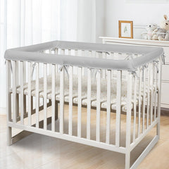 CLYCSRC 4pc mesh crib top-rail set close-up shows breathable fabric for airflow