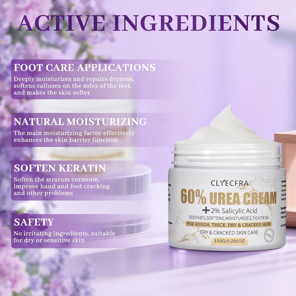 Clyecfra 5in1 applied to feet and hands for dry skin.