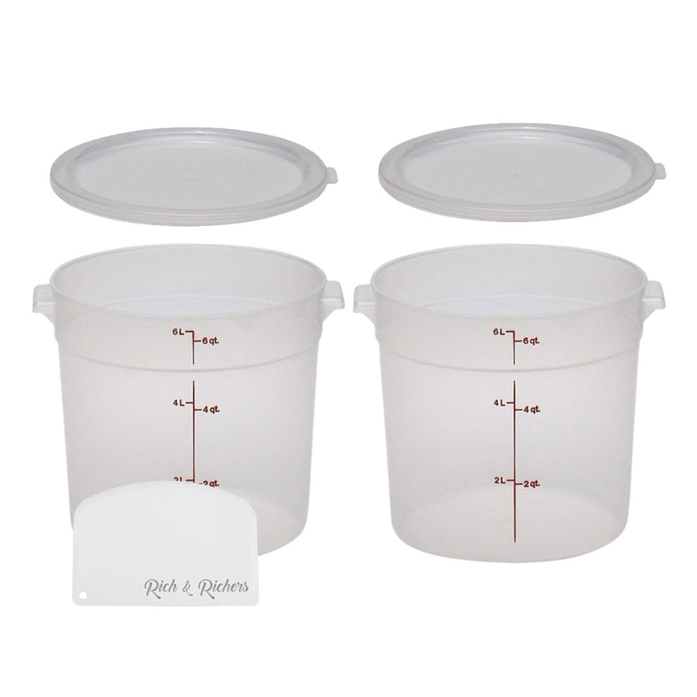Cmbro 6-qt round container with lid for bread proofing and storage.