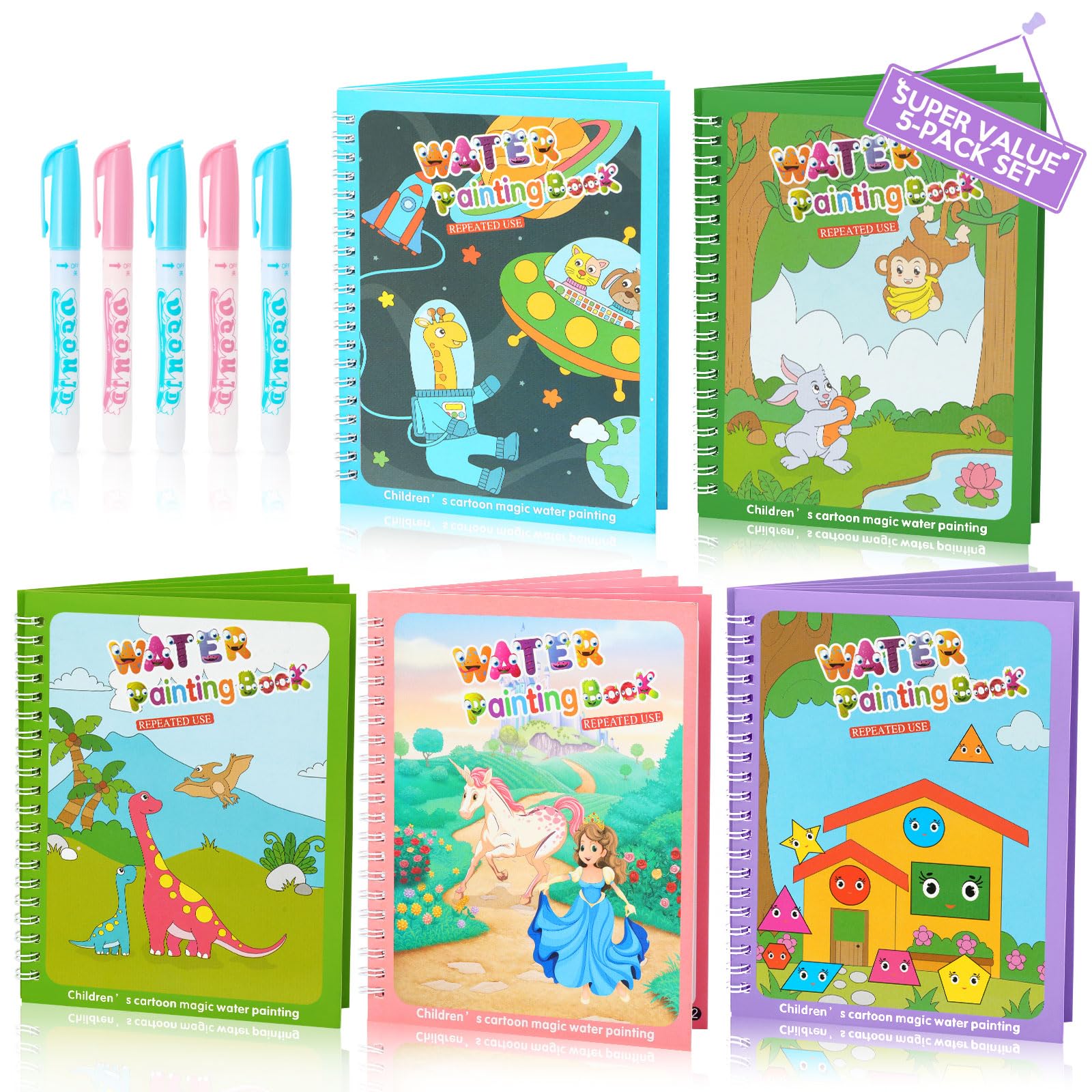CMTOOP water coloring book animals for mess-free toddler painting and quiet play
