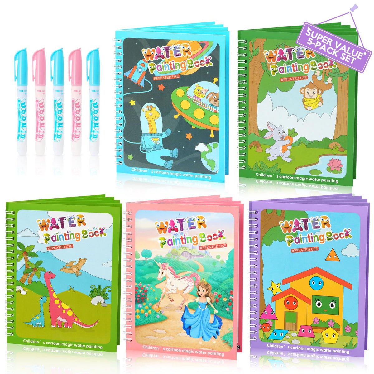 CMTOOP water coloring book animals for mess-free toddler painting and quiet play