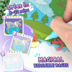 CMTOOP water coloring book includes pen for easy grip and mess-free coloring