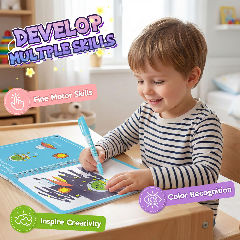 CMTOOP spiral-bound water coloring book lies flat for comfortable coloring