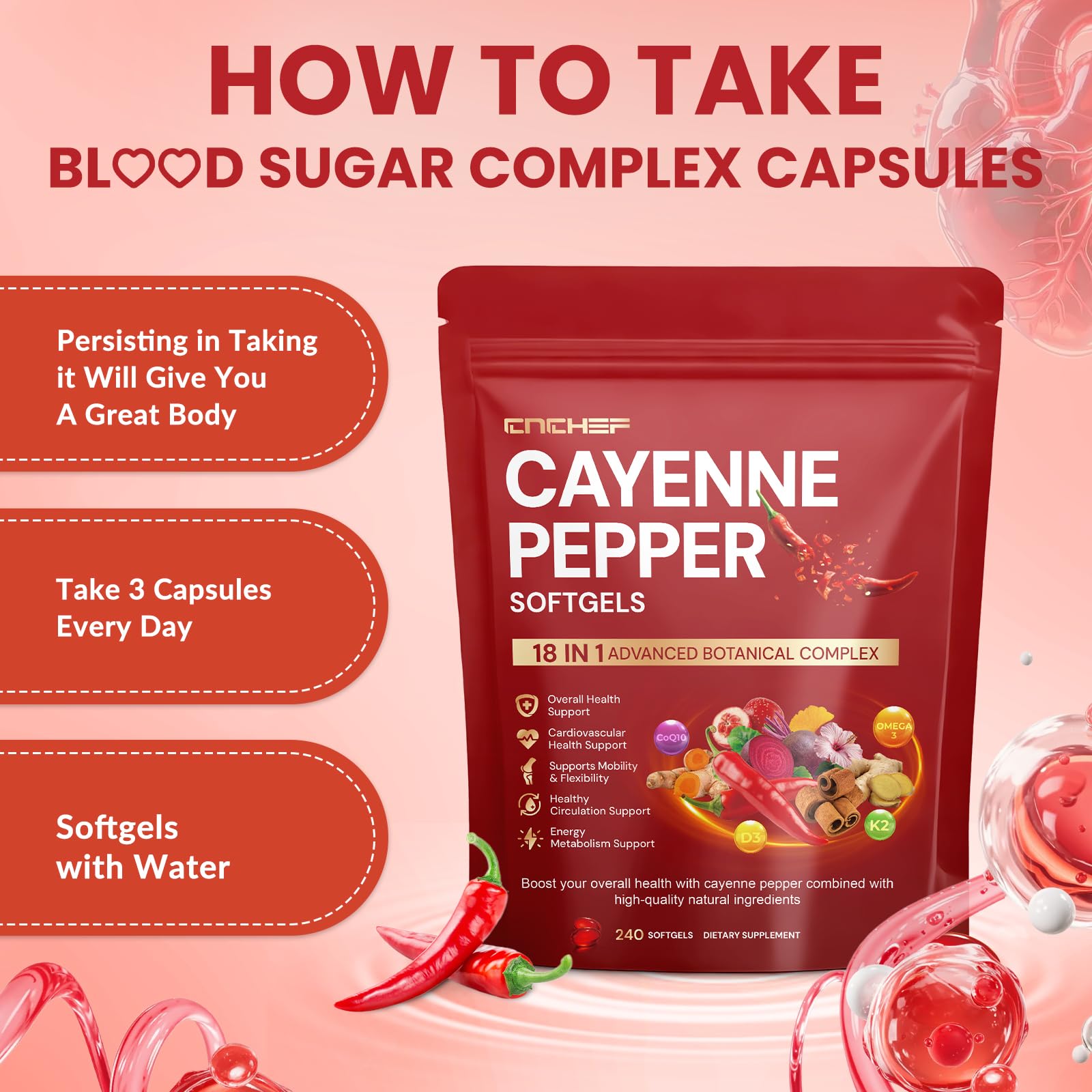 CNCHEF Cayenne Softgels box ready for gifting.