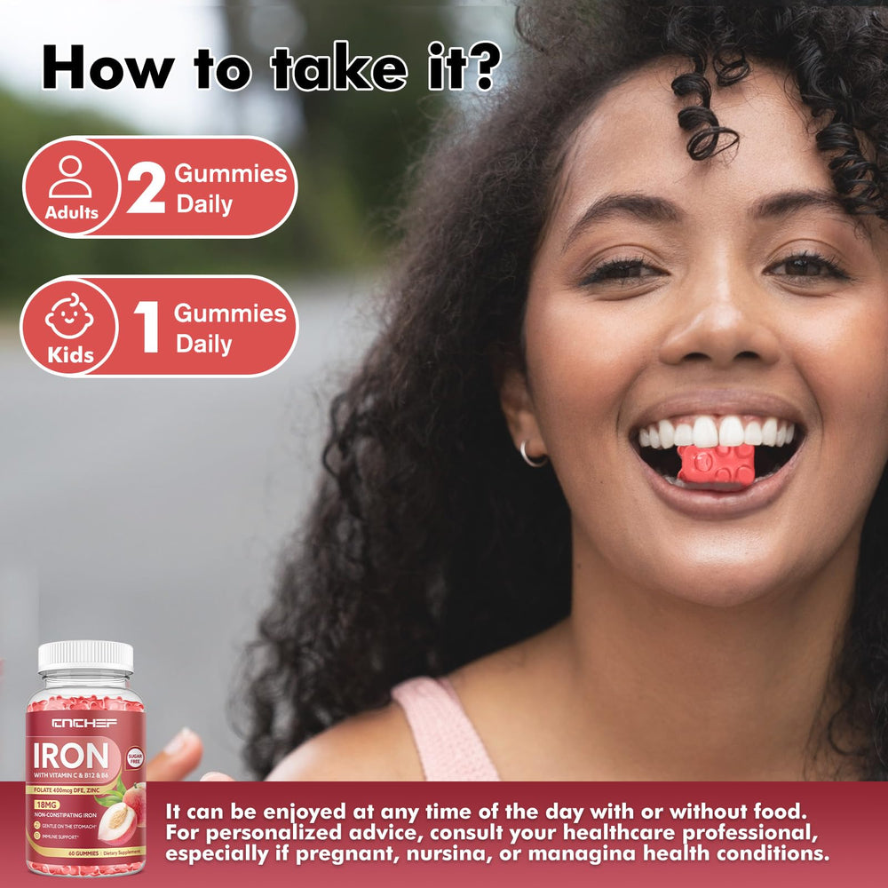 CNCHEF iron gummies ready for on the go daily routine
