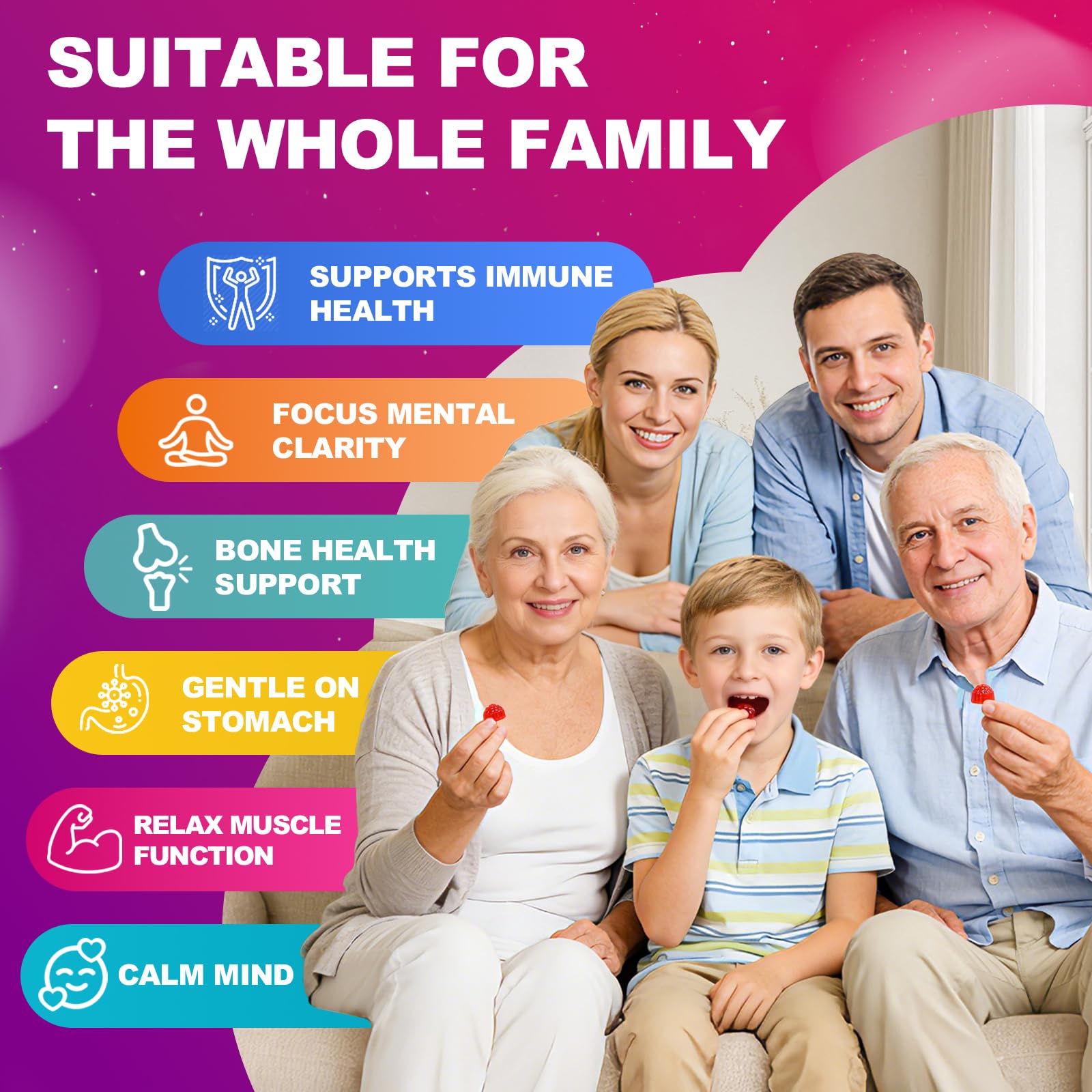 CNFHDI magnesium gummies 600mg family-use image, supports balanced daily wellness.